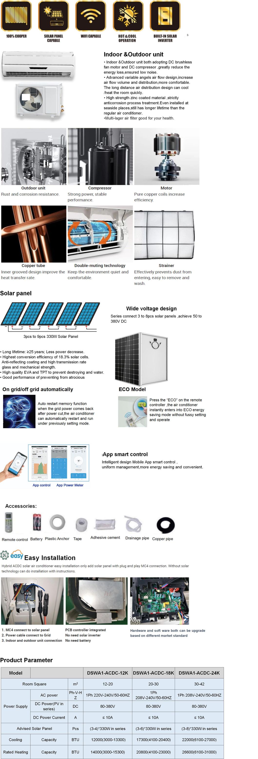 18000BTU Hybrid Room Split Solar Air Condtioning