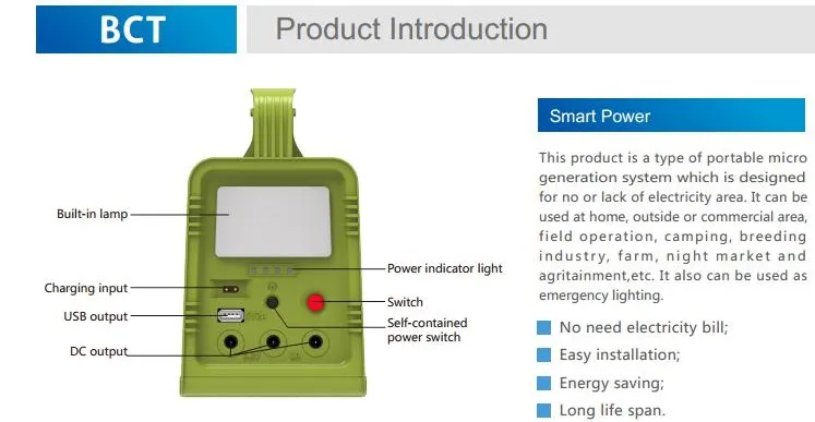 2019 New Design Portable Solar Home System From Bct