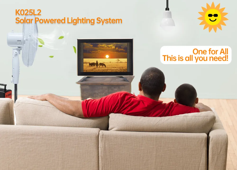 20W Solar Panel Power Energy Generator DC Fan TV Home System in No Electricity Areas