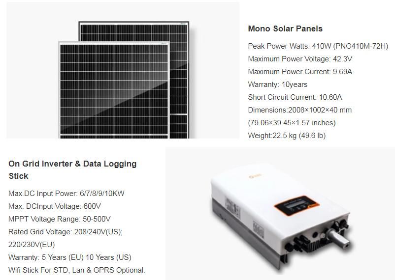 8kw Solar System Solar Design Fast Delivery Complete Solar System at Best Price with Sofar Growatt Solis Inverter