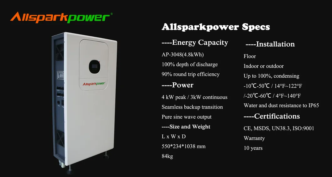 Allsparkpower off Grid System Solar Energy Power System 3kw/4.8kwh Storage Battery Solar Power Generator (with monitor APP)