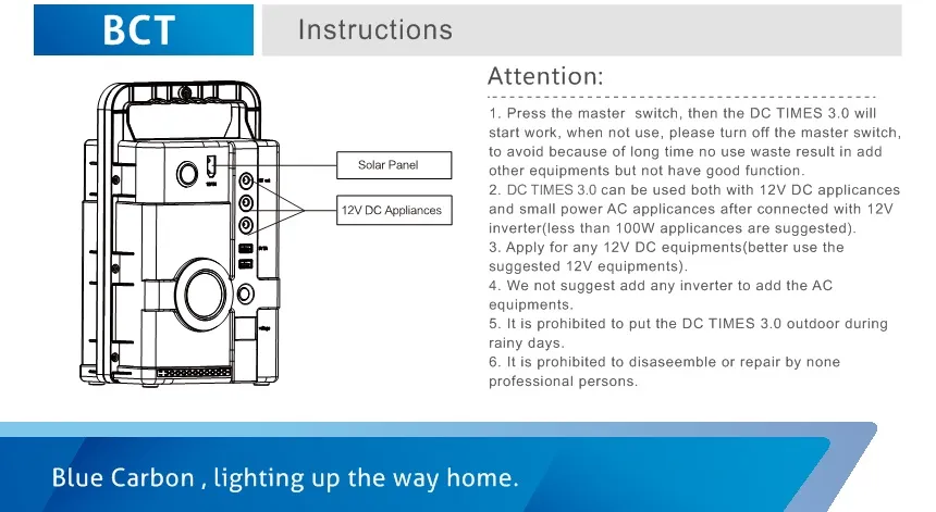 Blue Carbon Home Solar Power System 150wh for Home and Emergency Lighting