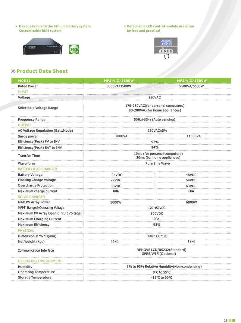 China off Grid Solar Power System for Home 5500W Solar Kit with Removable LCD Controller Panel WiFi MPPT Parallel Function