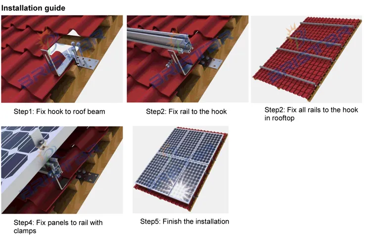 OEM Solar Roof Pitched Tile Solar Panel Module Mounting Structure Solar Panel Rack