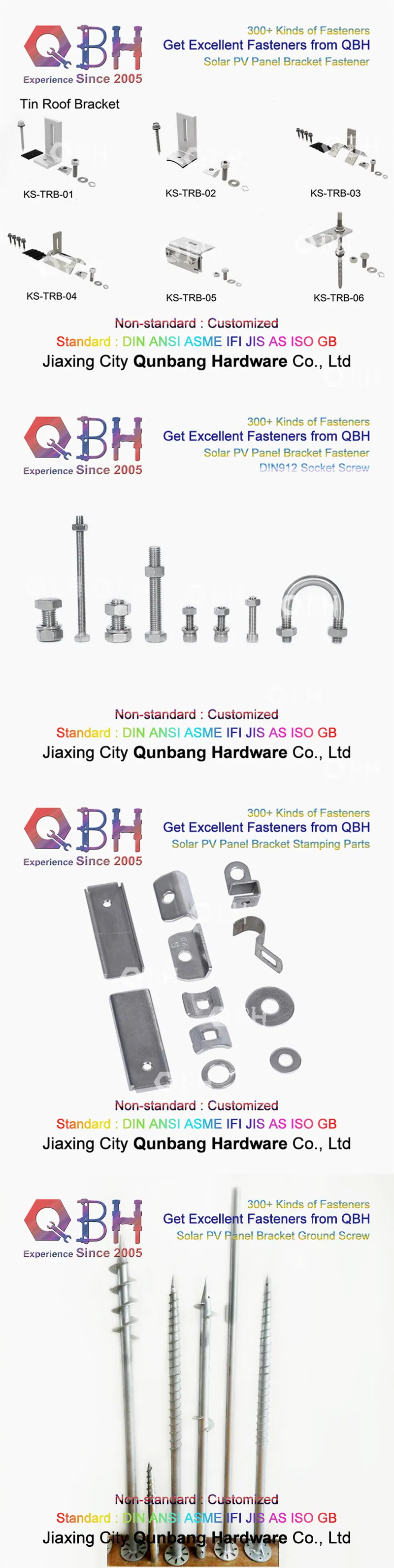 Qbh Customized Civil Commercial Industrial Solar Power Energy System Object Roofing Roof Sloping Tilting Mounting Bracket Rack Stand for Photovoltaic PV Panel