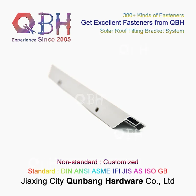 Qbh Customized Home Civil/Industrial/Commercial Use Aluminium Alloy Extrusion Guide Rail Tilting Tilte Sloping Roof Roofing Mounting Brackets Solar Panel System