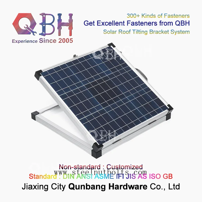 Qbh Customized Home Civil/Industrial/Commercial Use Aluminium Alloy Extrusion Guide Rail Tilting Tilte Sloping Roof Roofing Mounting Brackets Solar Panel System