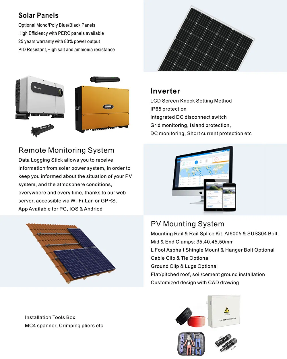 Rosen 40kw 50kw 100kw 100kVA 100 Kw 150kw 200kw 250kw Solar Power Panel System Systems 10kw 60kw 100kw 200kw Solar Power System Price