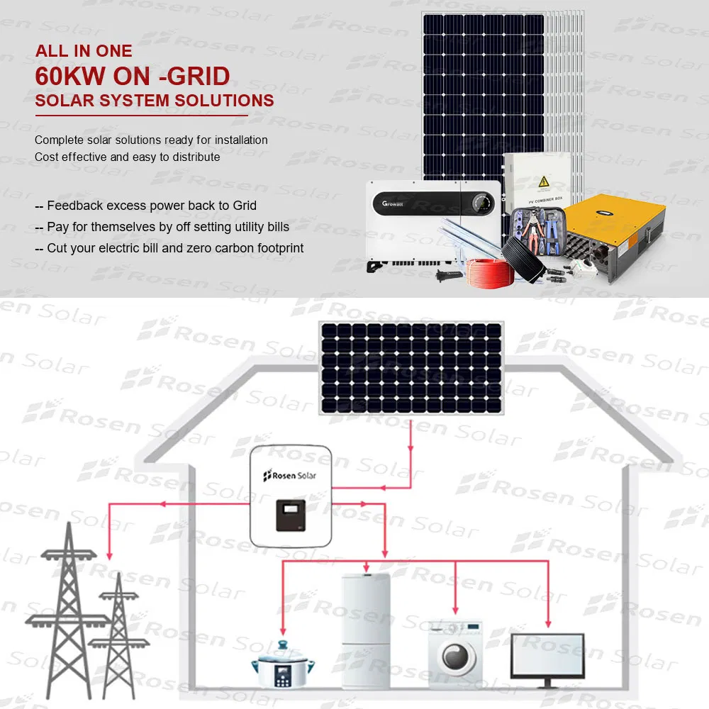 Rosen 40kw 50kw 100kw 100kVA 100 Kw 150kw 200kw 250kw Solar Power Panel System Systems 10kw 60kw 100kw 200kw Solar Power System Price