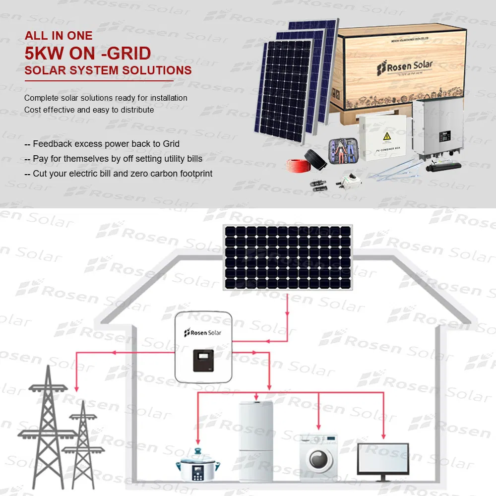 Rosen on Grid Home Solar System 5kVA 5kw Solar Energy Power System