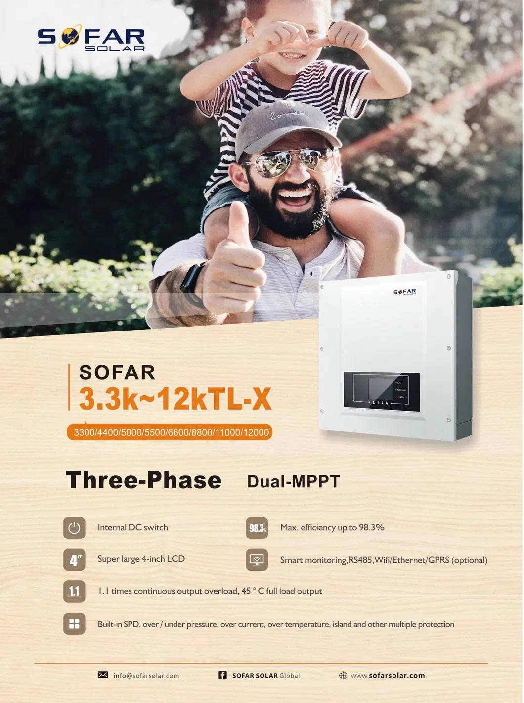 Sofar Solar Inverter Solar Energy 5.5kw 6.6kw 8.8kw PV Solar Inverter