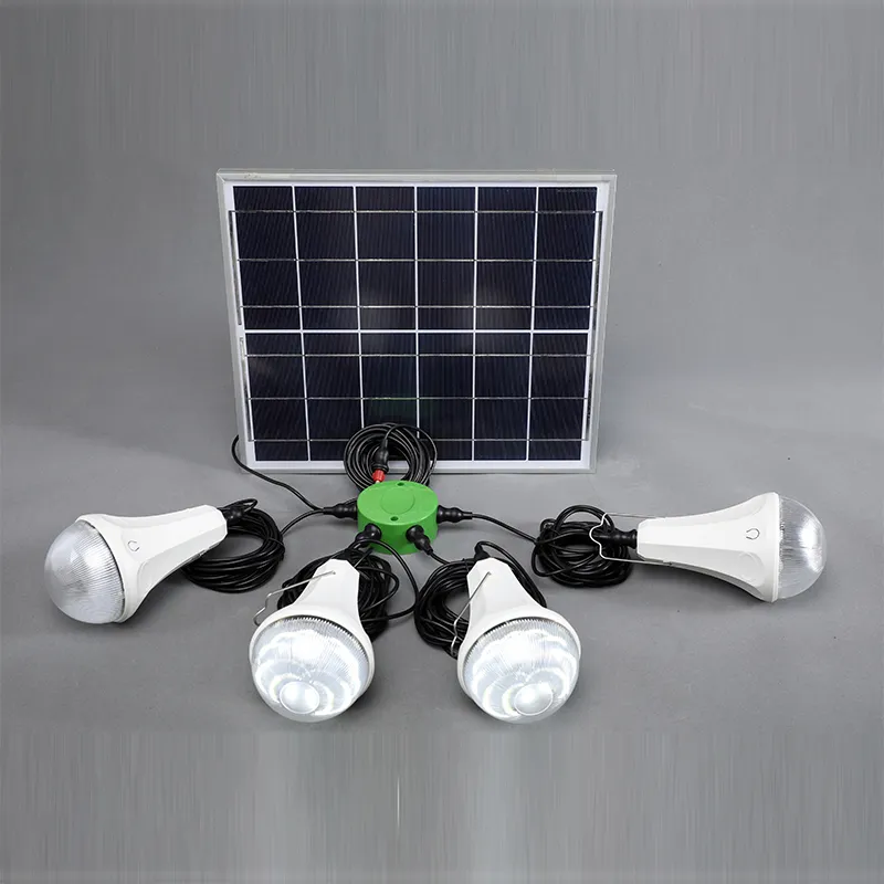 Solar Generator Lighting Home System Kit 52LEDs 11V 12V 10W with Solar Panel USB Lamps