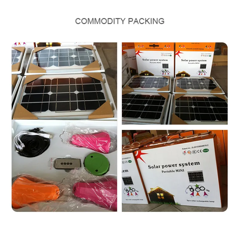 Solar Generator Lighting Home System Kit 52LEDs 11V 12V 10W with Solar Panel USB Lamps